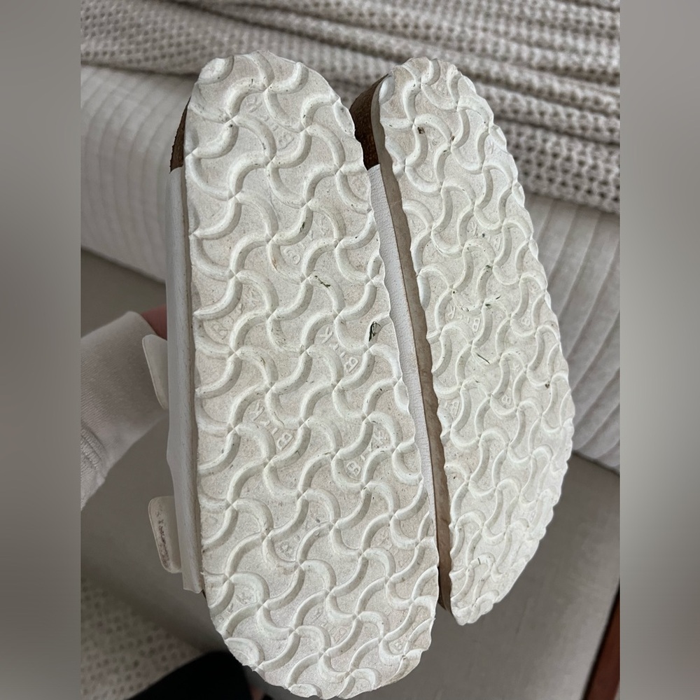 Birkenstocks Arizona Slide Sandals White Silver Buckle 38 - Picture 7 of 8